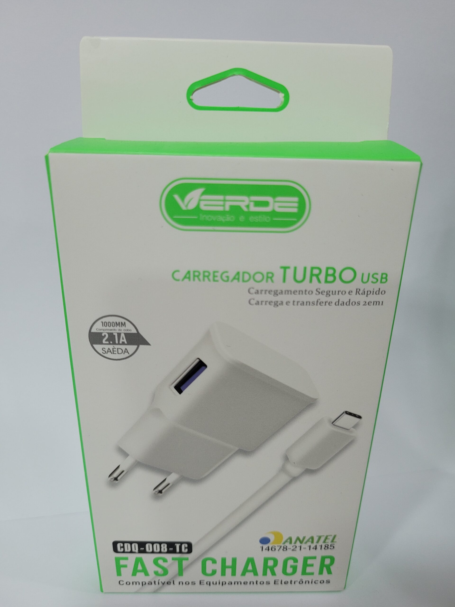 Carregador Turbo Tipo C USB CDC-008-TC Verde